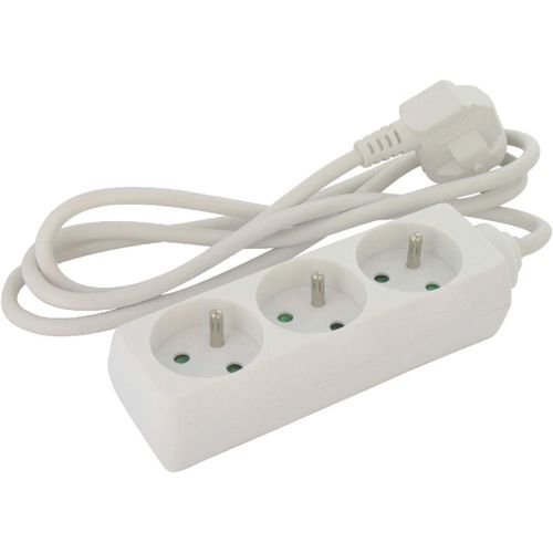Bloc multiprise standard 3G 1 mm² Dhome - Sans interrupteur - Cordon 1,5 m - 3 x 2P+T