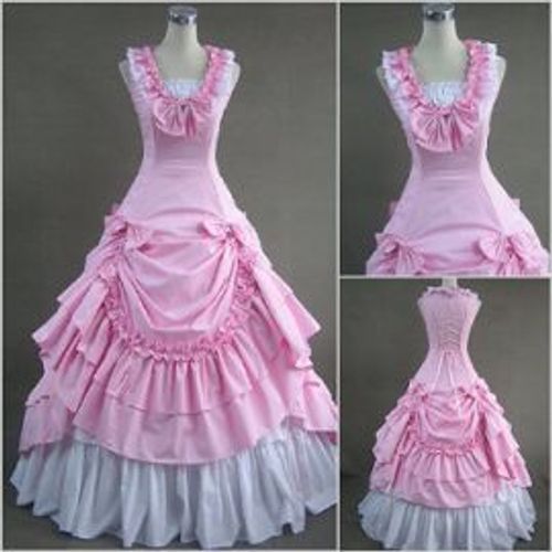 Robe Longue Empire Plissée Ruchée Sans Manches Coton Satiné Style Victorien Noble Gothique Classique Vintage Lolita Elégante Cérémonie Mariage Bal Soirée Black Sugar Mode Déguisements Cosplay Paris