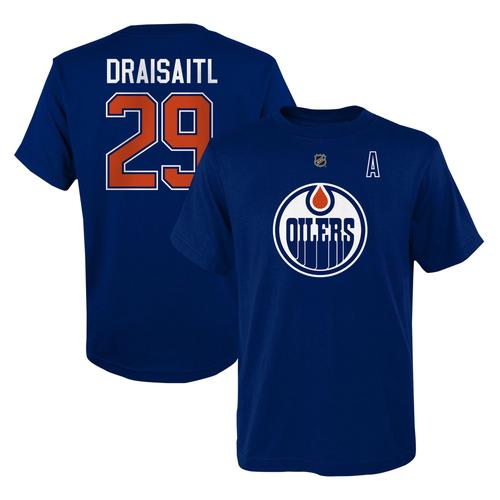 T-Shirt Plat Avec Nom Et Numéro Des Oilers D'edmonton - Leon Draisaitl - Jeunes