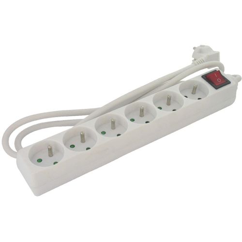 Bloc multiprise standard 3G 1,5 mm² Dhome - Avec interrupteur - 6 x 2P+T