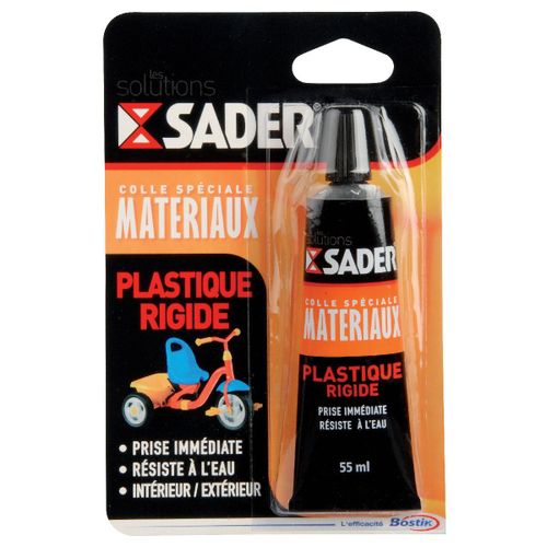 Colle plastique rigide Sader - Tube aluminium 55 ml