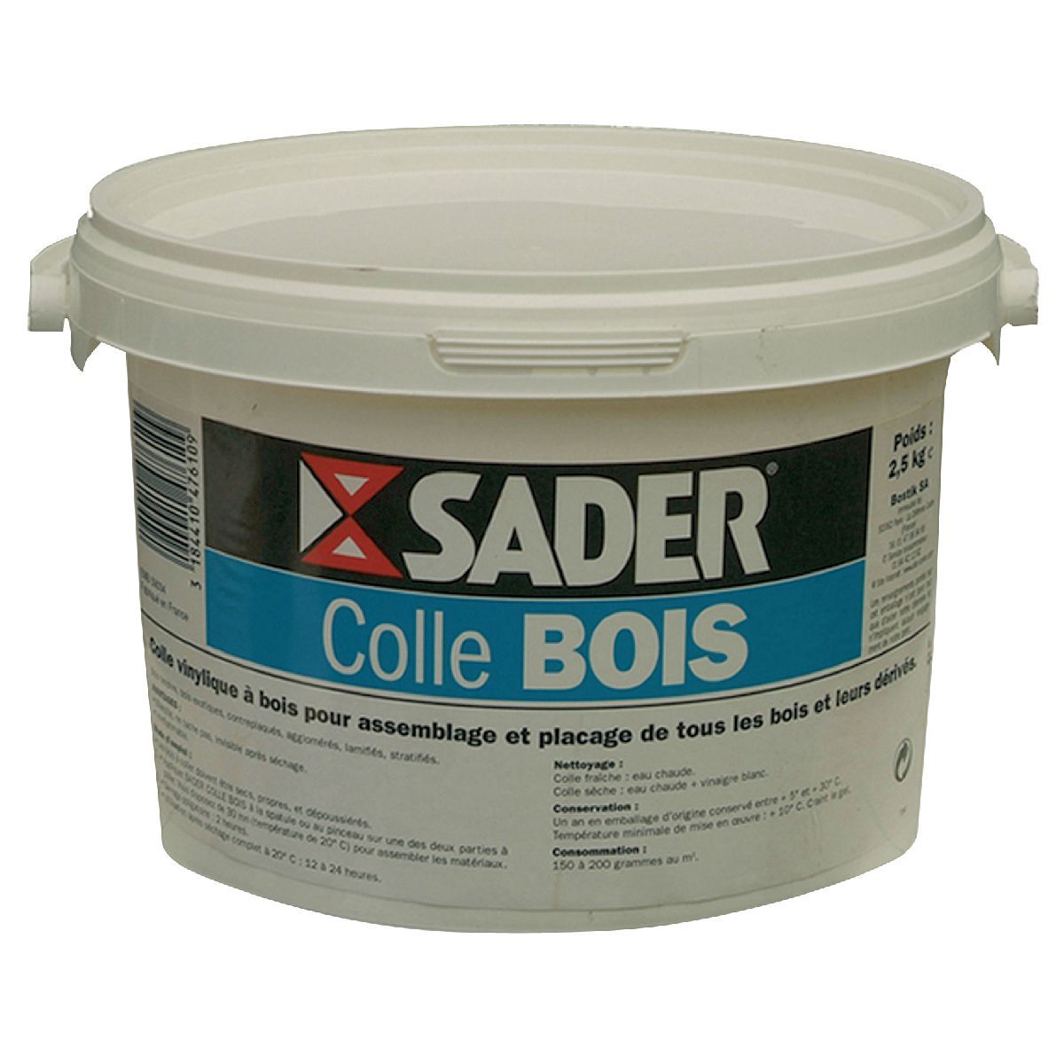 Colle à bois Sader - Prise 2H - Seau 2,5 kg