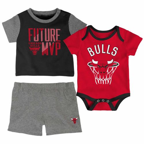 Ensemble De Vêtements Pour Bébés Chicago Bulls Nike - Léche-Botte, Short Et T-Shirt - Nouveau-Né