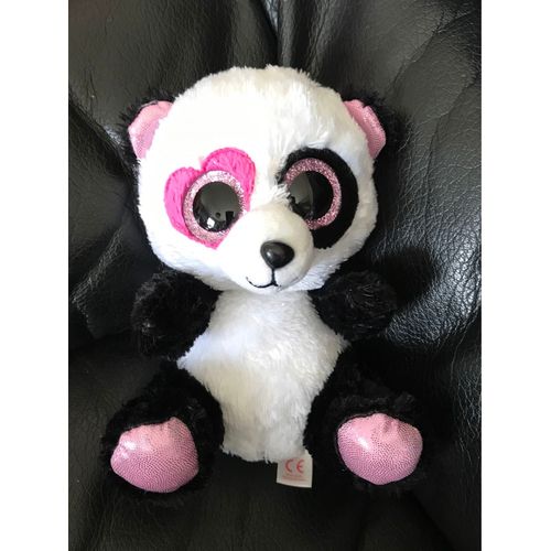 Peluche Doudou 2014 Ty Beanie Mandy¿ Panda Heart Bear 6 Blanc Noir Et Rose C?ur Gros Yeux Brillant 15cm