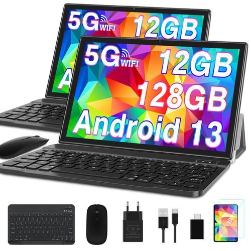 Tablette Tactile 10 Pouces GOODTEL G3 Android 13 5G Wi-Fi 12Go RAM 128Go ROM Octa-Core Bluetooth 5.0 GPS 6000mAh, avec Étui, Clavier et Souris - Gris