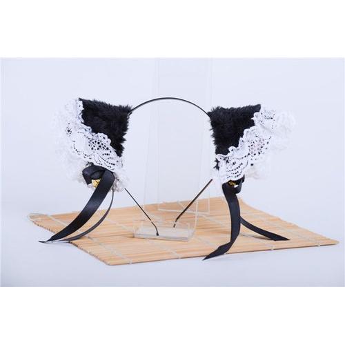 Serre Tete Pince Barrette Oreille Chat Renard Animaux Clochettes Noeuds Dentelle Blanche Cosplay Neko Gothique Lolita Kawai Manga Anime Black Sugar Mode Deguisement Chat Animaux Nekomimi Costume Paris Rakuten