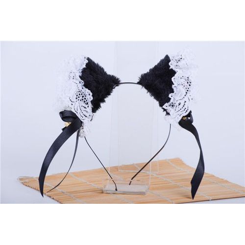 Serre Tete Pince Barrette Oreille Chat Renard Animaux Clochettes Noeuds Dentelle Blanche Cosplay Neko Gothique Lolita Kawai Manga Anime Black Sugar Mode Deguisement Chat Animaux Nekomimi Costume Paris Rakuten