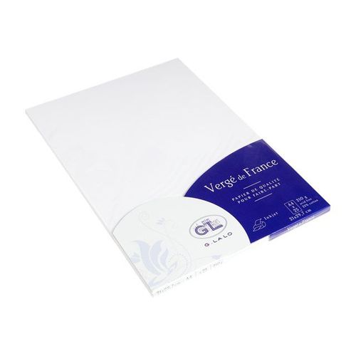 G.LALO Vergé de France - Cartes en papier vergé - blanc extra - A4 (210 x 297 mm) - 210 g/m² - 25 feuille(s)