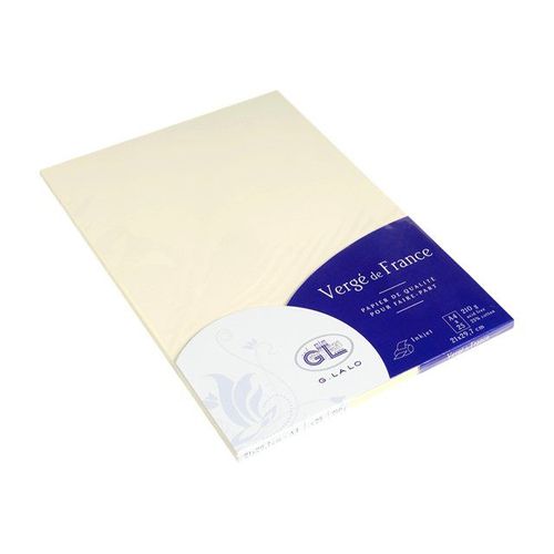 G.LALO Vergé de France - Cartes en papier vergé - ivoire - A4 (210 x 297 mm) - 210 g/m² - 25 feuille(s)
