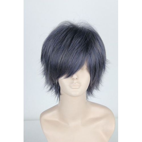 Perruque Courte Gris Foncé Bleu Mèches Extensions Wig Reflets Costume Spectacle Déguisements Soirée Carnaval Cosplay Convention Anime Manga Haute Qualité Tout Public Homme Femme Black Sugar Paris