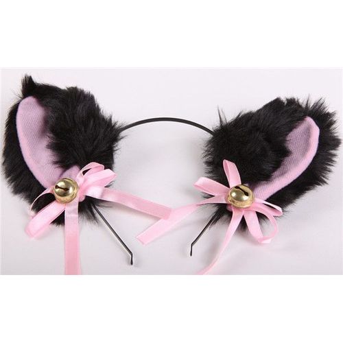 Serre Tête Pince Barrette Oreille Chat Renard Animaux Clochettes Noeuds Rose Cosplay Neko Gothique Lolita Kawaii Manga Anime Black Sugar Mode Déguisement Chat Animaux Nekomimi Costume Paris