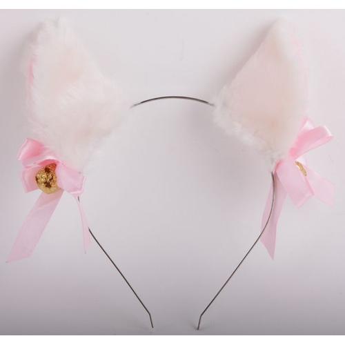 Serre Tête Pince Barrette Oreille Chat Renard Animaux Clochettes Noeuds Blancs Cosplay Neko Gothique Lolita Kawaii Manga Anime Black Sugar Mode Déguisement Chat Animaux Nekomimi Costume Paris