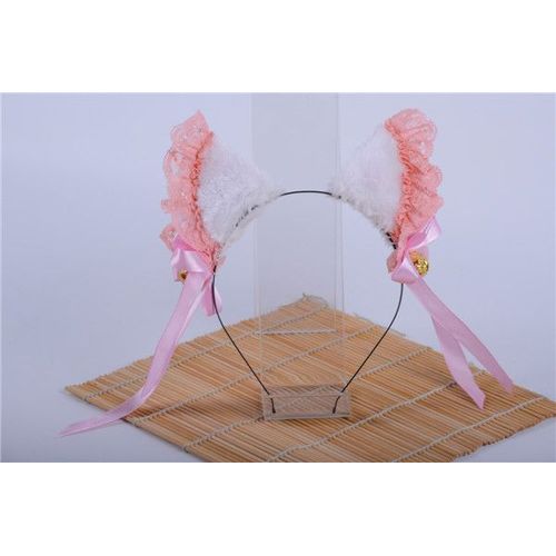 Serre Tête Pince Barrette Oreille Chat Renard Animaux Clochettes Noeuds Dentelle Rose Cosplay Neko Gothique Lolita Kawaii Manga Anime Black Sugar Mode Déguisement Chat Animaux Nekomimi Costume Paris