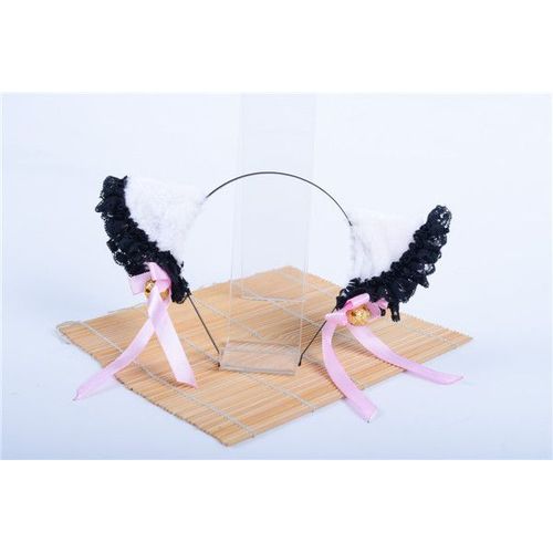 Serre Tête Pince Barrette Oreille Chat Renard Animaux Clochettes Noeuds Dentelle Noire Cosplay Neko Gothique Lolita Kawaii Manga Anime Black Sugar Mode Déguisement Chat Animaux Nekomimi Costume Paris