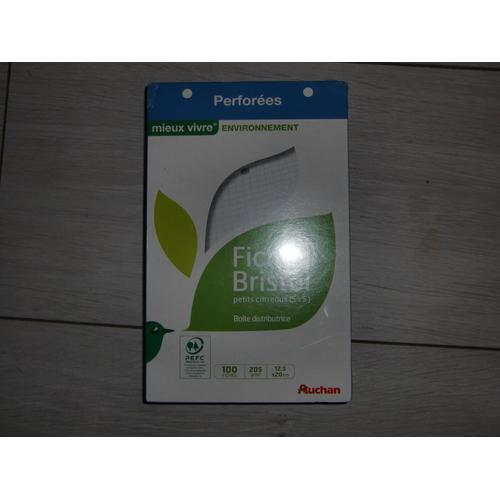 Fiches Bristol Perforées Auchan (Petits Carreaux 5 X 5)