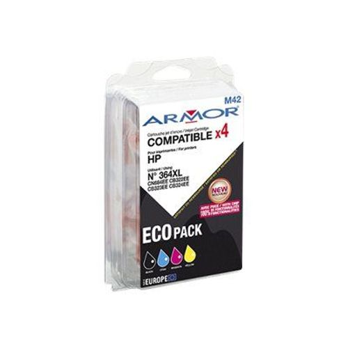 Armor - Pack de 4 - noir, jaune, cyan, magenta - cartouche d'encre (équivalent à : HP 364XL ) - pour HP Deskjet 35XX; Photosmart 55XX, 55XX B111, 65XX, 65XX B211, 7510 C311, 7520