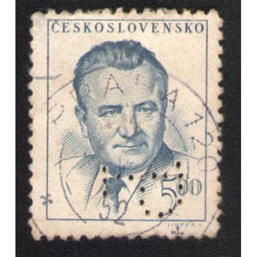 Tcécoslovaquie 1948 Oblitéré Rond Used Stamp Président Klement Gottwald Perforé