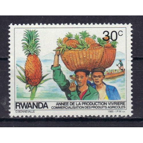 Rwanda 1985 : Année De La Production Vivrière : Commercialisation Des Produits Agricoles : L'ananas - Timbre Neuf **