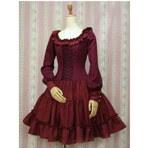 Robe Manches Longues Froufrous Noeud Lacet Réglable Bustier Corset Classic Gothic Lolita Mode Victorienne Japonaise Japanese Fashion Convention Soirée Tea Party Kawaï Mignon Poupée Doll Black Sugar
