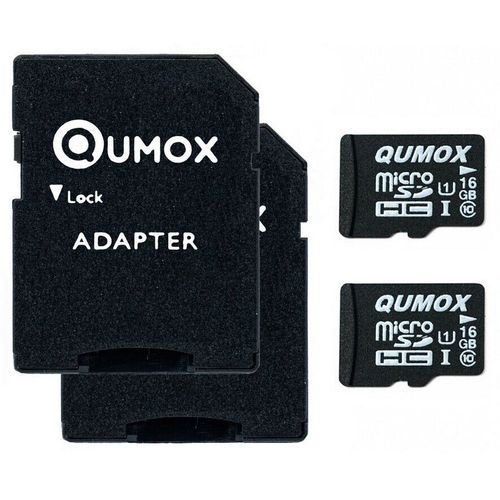2pcs Pack QUMOX 16GB MICRO SD MEMORY CARD CLASS 10 UHS-I 16 GB 16Go Go carte mémoire HighSpeed Write Speed 12MB/S read speed upto 70MB/S
