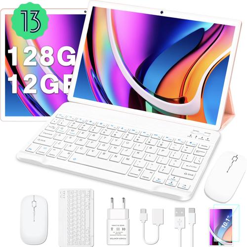 Tablette JUSYEA J10 Android 13 12GB RAM + 128GB ROM 10 Pouces Octa-Core 5G Wi-Fi GPS Bluetooth 5.0 8000mAh, Corps en Métal, avec Étui, Clavier et Souris - Or