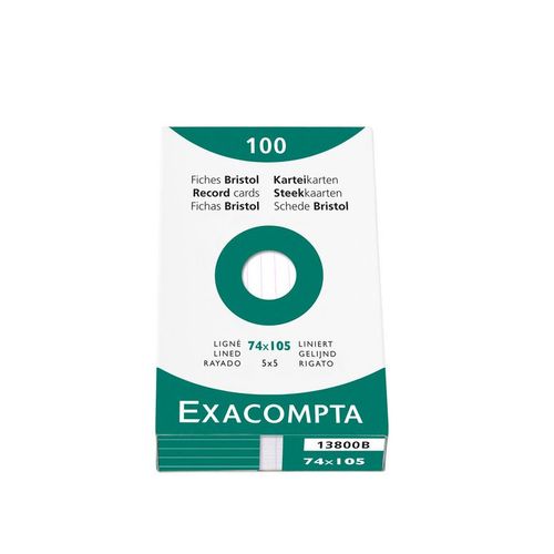 Exacompta 100 Fiches Bristol A7 Blanc Ligné Non Perforées Sous Film