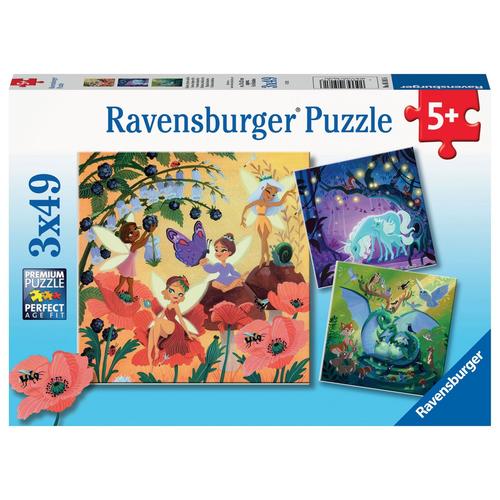 Puzzle Puzzles 3x49 P - Licorne, Dragon Et Fée