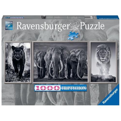 Puzzle Puzzle 1000 P - Panthère, Éléphant, Lion (Triptyque)