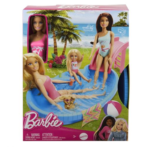 Barbie - Coffret Poupée Barbie Et Sa Piscine De Rêve - Coffret Poupée Mannequin - 3 Ans Et +