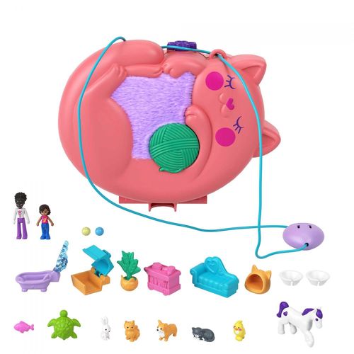 Polly Pocket - Sac Surprise Chat Câlin - Coffret Mini Figurines - 4 Ans Et +