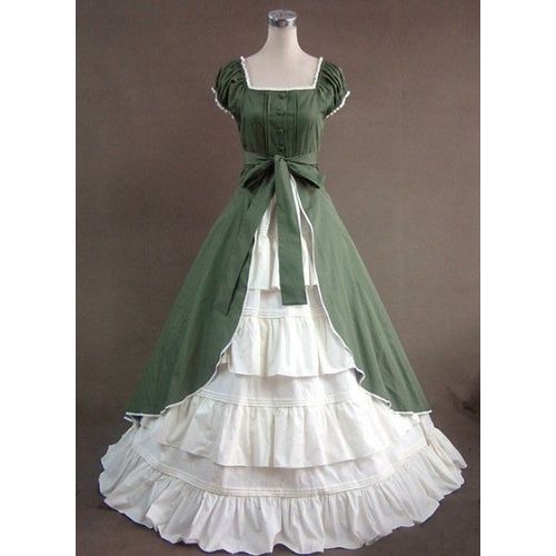 Robe Ruchée Verte Et Blanche Laçage Lolita Classique Gothique Victorienne Vintage Mariage Cérémonie Soirée Costume Spectacle Black Sugar Déguisements Cosplay Paris