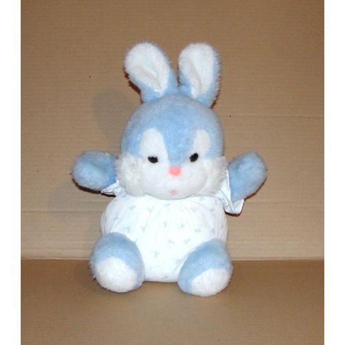 Lapin Nounours Bleu Peluche Lapin Boule Prenatal 30 Cm