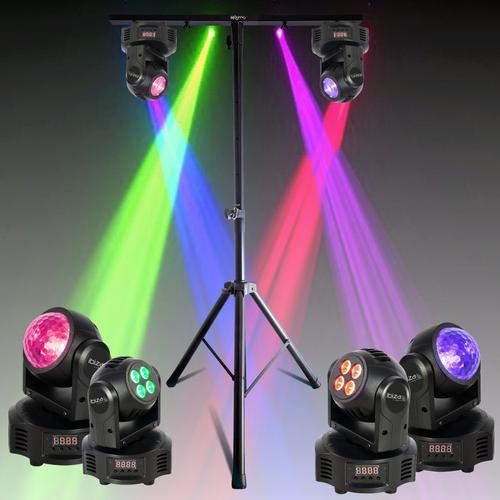 Pack Lumière Mooving Light & Sound ML-SUPPORT-DJLIGHT 1,60m réglable - 2 Lyres Astro Wash 2-en-1 - Soirée Anniversaire