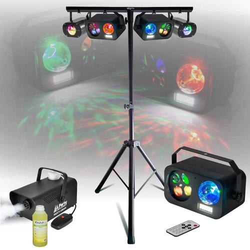Pack lumière pied Mooving Light & Sound ML-SUPPORT-DJLIGHT - 4 jeux de lumières Astro Gobo Strobe - Machine à fumée