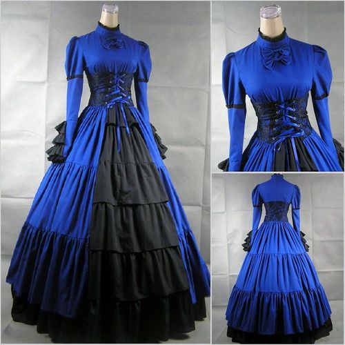 Robe Style Gothique Victorien Vintage Dentelle Col Montant Cérémonie Mariage Soirée Spectacle Gala Bal Convention Mode Lolita Aristocrate Elégant Lacets Volants Black Sugar Déguisements Cosplay Paris