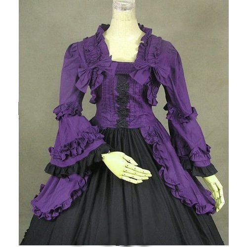 Robe Tenue Costume Style Victorien Rétro Classique Gothique Lolita Aristocrate Élégante Volants Noeuds Jupon Cérémonie Mariage Soirée Gala Théâtre Spectacle Black Sugar Mode Déguisements Cosplay Paris