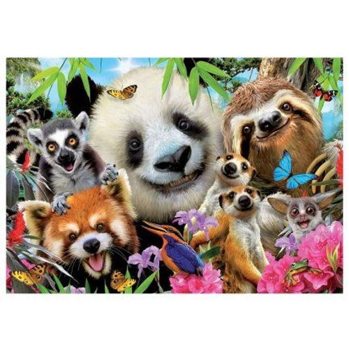 Puzzle Selfie Animaux Dans La Foret Tropicale 300 Pieces - Fun, Amusant, Drole, Humour - Enfant Des 8 Ans - Set Puzzle Et Carte