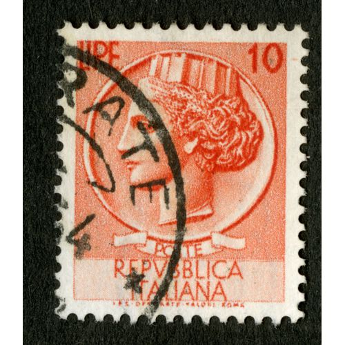 Timbre Oblitéré Poste Repubblica Italiana, Lire 10