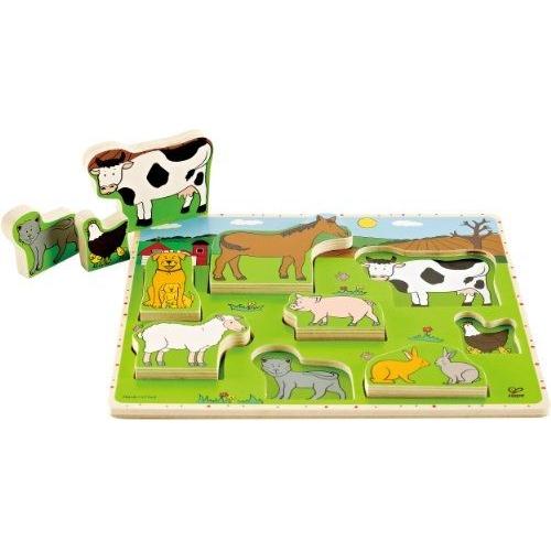 Hape - E1450 - Puzzle En Bois - Vertical - Les Animaux De La Ferme