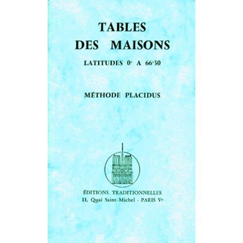 Table Des Maisons - Latitudes De 0° À 66°30, Méthode Placidus