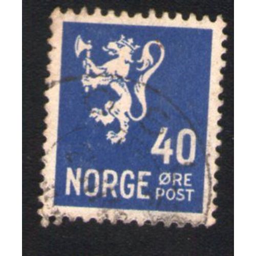 Norvège 1946 Oblitéré Rond Used Stamp Lion Type Ii Bleu 40 Ore
