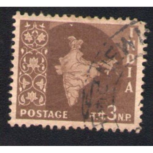 Inde 1957 Oblitéré Rond Used Stamp Map Carte Mappe Brun Foncé