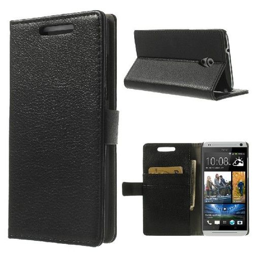 Etui Htc Desire 500 - Housse Portefeuille Support Vidéo Grainé Noir