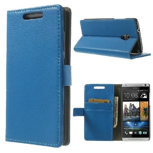 Etui Htc Desire 500 - Housse Portefeuille Support Vidéo Grainé Bleu