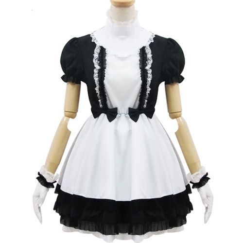 Robe Maid Japonaise Blanc Noir Dentelle Serre-Tête Gants Maid Servante Sweet Lolita Kawaï Mignon Mode Japonaise Japanese Fashion Convention Anime Manga Soirée Café Cosplay Black Sugar Paris