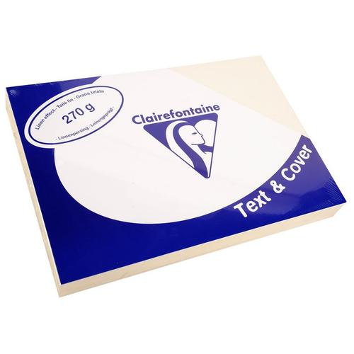 Clairefontaine Lot De 10 Pqts De 100 Couvertures Reliure Text&cover Toilé 270g A4 210x297 Mm Blanc Ivoire