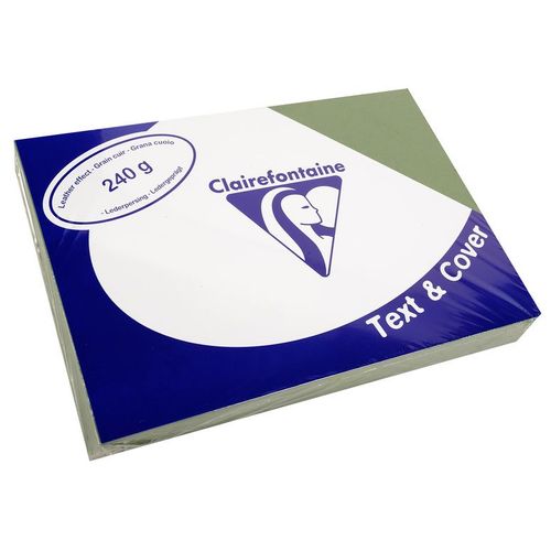 Clairefontaine Lot De 10 Pqts De 100 Couvertures Reliure Text&cover Cuir 240g A4 210x297 Mm Vert Empire