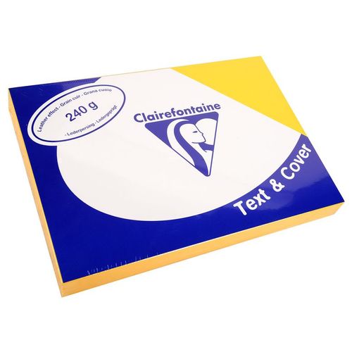 Clairefontaine Lot De 10 Pqts De 100 Couvertures Reliure Text&cover Cuir 240g A4 210x297 Mm Jaune Tournesol