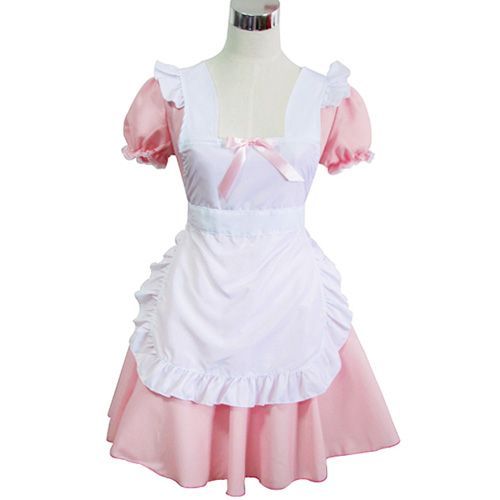 Robe Maid Japonaise Rose Tablier Blanc Dentelle Serre-Tête Gants Maid Servante Sweet Lolita Kawaï Mignon Mode Japonaise Japanese Fashion Convention Anime Manga Soirée Café Cosplay Black Sugar Paris