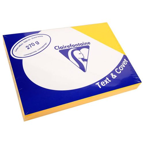 Clairefontaine Lot De 10 Pqts De 100 Couvertures Reliure Text&cover Toilé 270g A4 210x297 Mm Jaune Tournesol